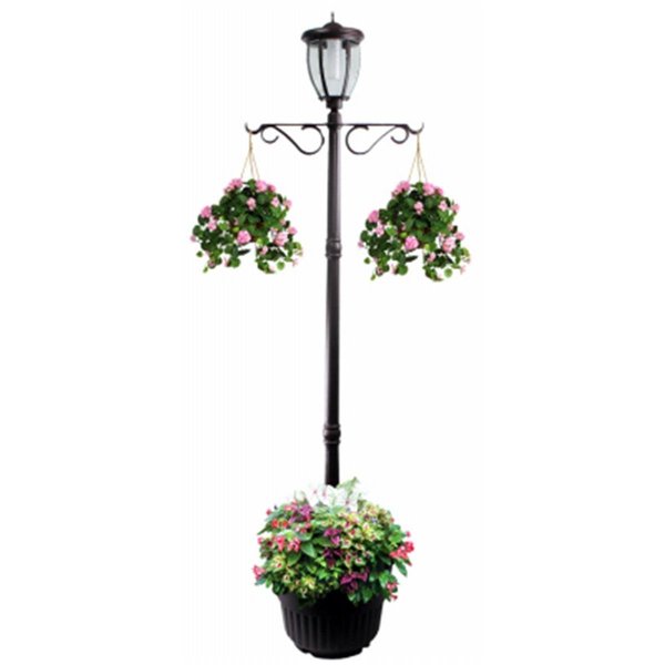 Invernaculo 18 dia. 7 ft. Sun-Ray Kenwick Bronze Single Head Solar Lamp Post & Planter with Plant Hanger IN2668751